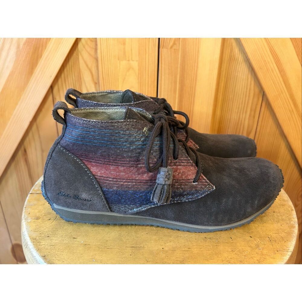 Eddie Bauer Size 7.5 Transition Brown Suede Lace-Up Chukka Boots 6180-266
